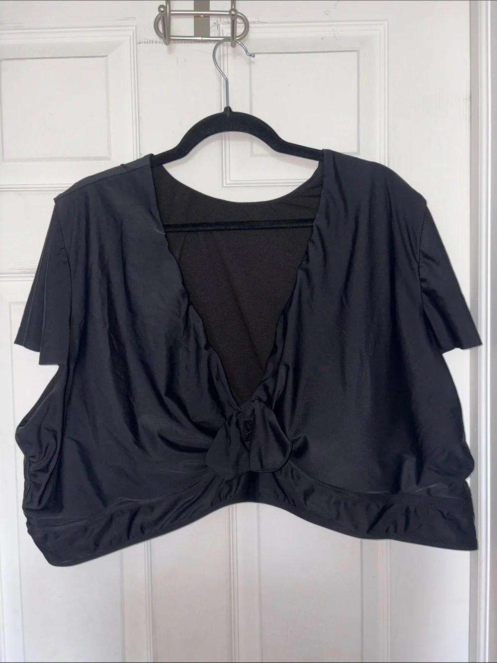 Torrid Tie Front Swim Top Black Size 6X Top Only